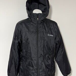 COLUMBIA WOMENS NYLON BLACK JACKET WITH HOOD XL